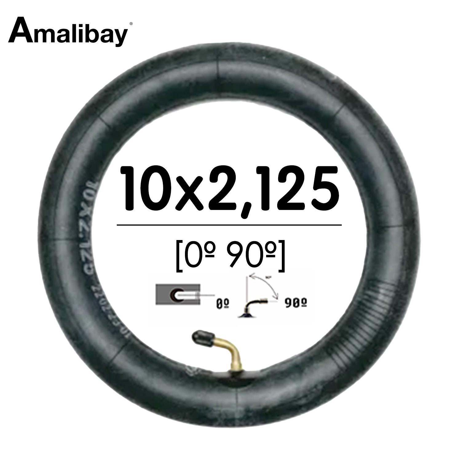 Cámara de aire reforzada 10x2,125 (válvula 0º 90º) - Premium [Amalibay]