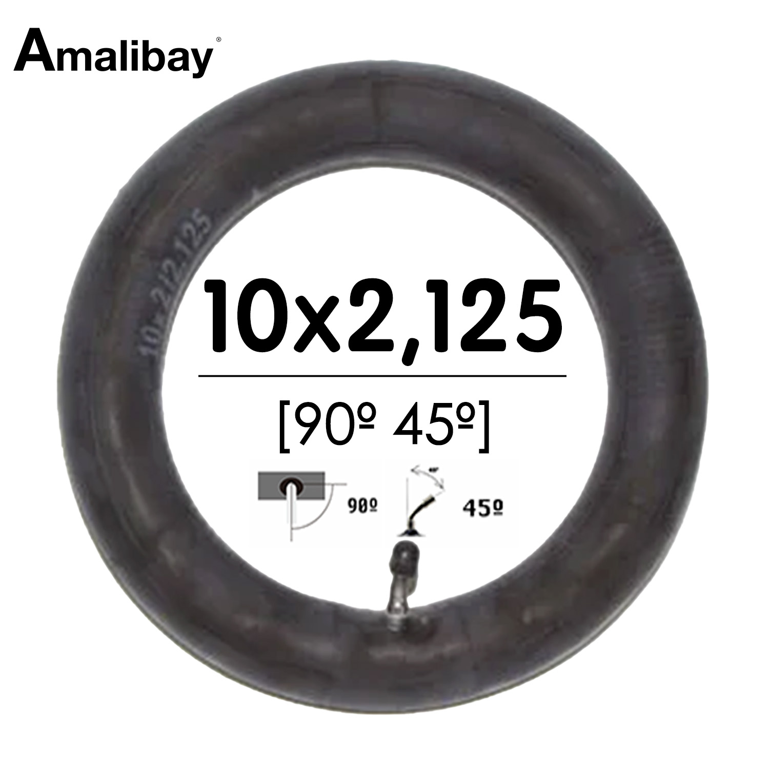 Cámara de aire reforzada 10x2,125 (válvula 90º 45º) - Premium [Amalibay]