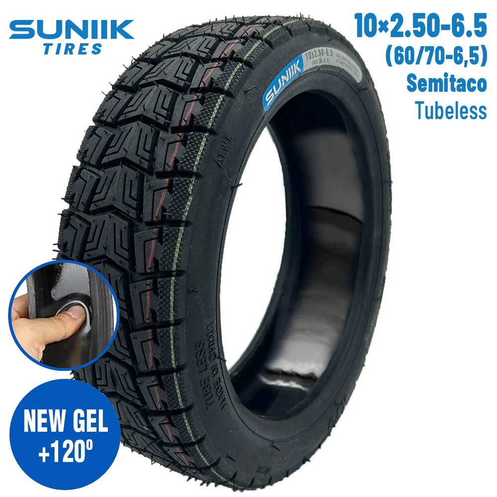 Neumático con gel antipinchazo 10x2,5-6,5  Semitaco [Suniik]