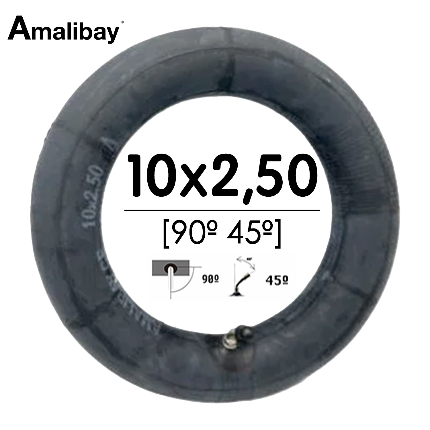 Cámara de aire 10x2,5 (válvula 90º 45º) - Premium [Amalibay]