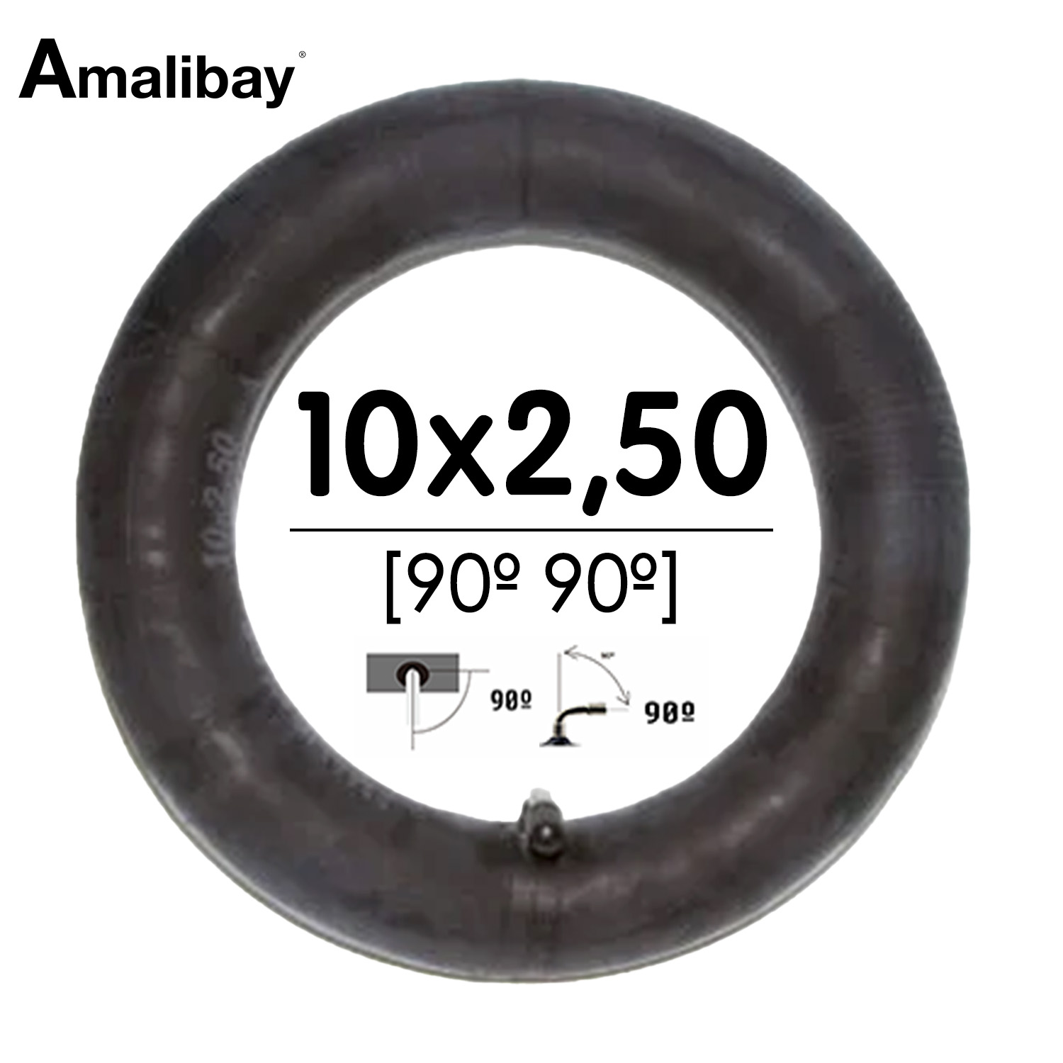 Cámara de aire 10x2,5 (válvula 90º 90º) - Premium [Amalibay]