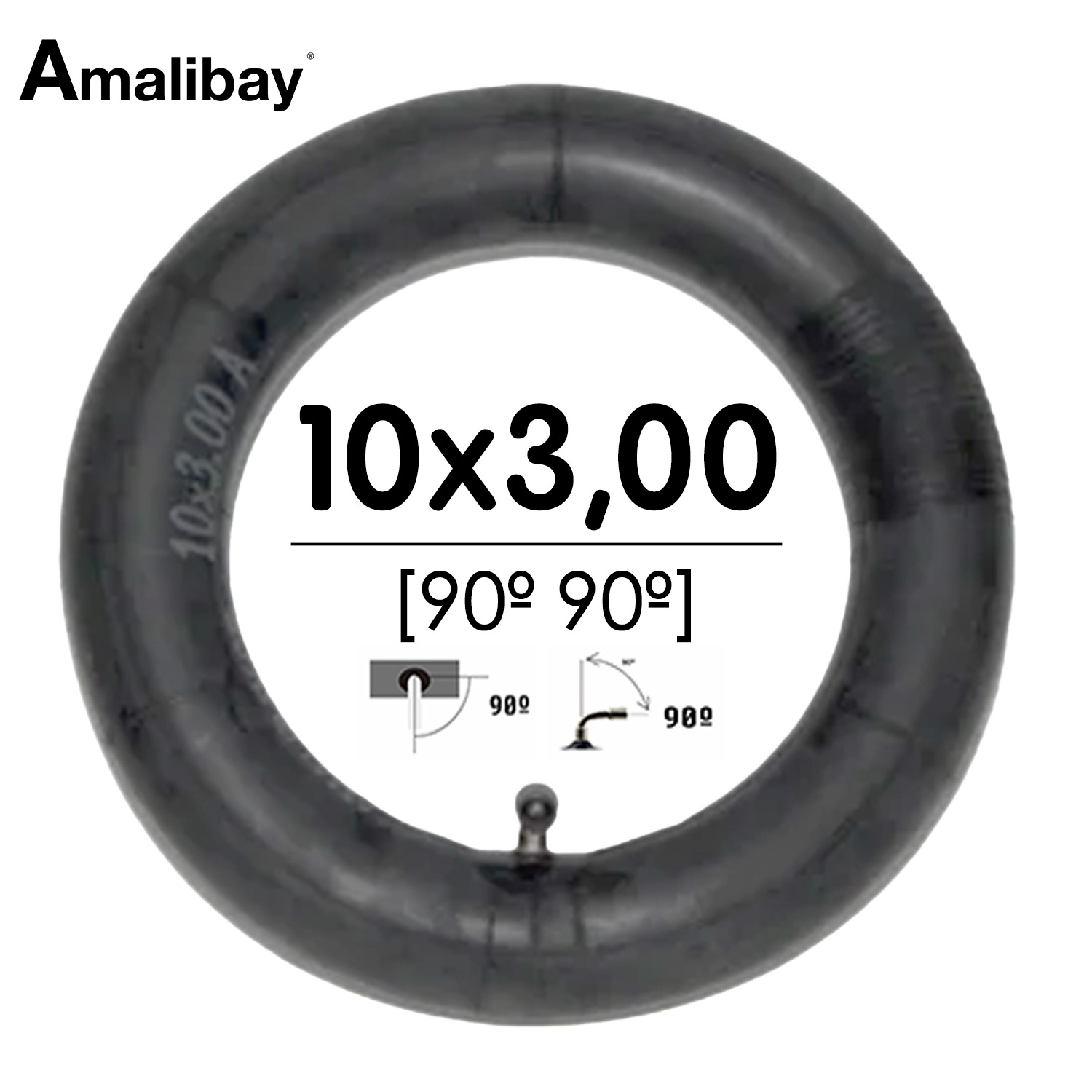 Cámara de aire 10x3 - 255x80 (válvula 90º 90º) - Premium [Amalibay]