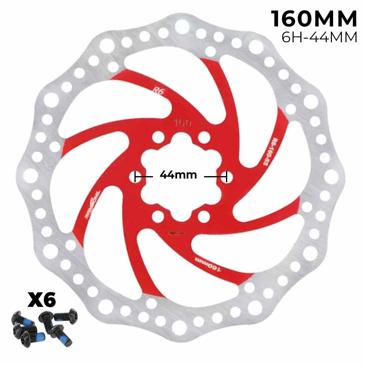 Disco de freno 160mm rojo - Dentado (6H -44MM)