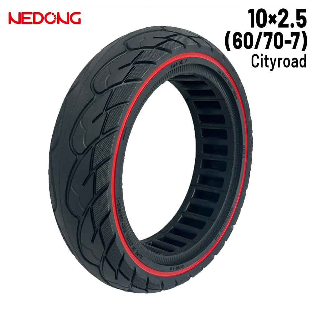 Rueda maciza 10x2.5 (60/70-7)  Rojo [Nedong]