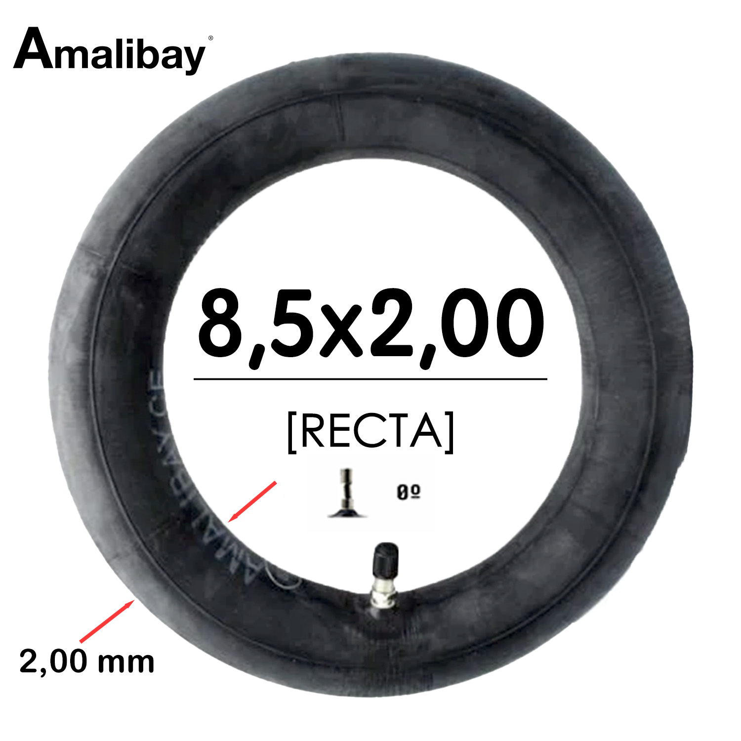 Cámara de aire 8,5x2 (válvula recta) Reforzada 120 gramos [Amalibay]