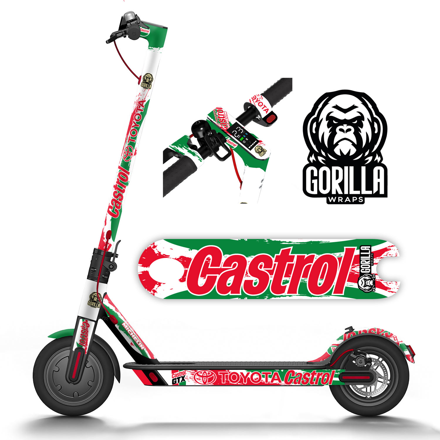 Vinilo para Xiaomi M365, 1S, PRO, PRO 2, MI3 - Castrol [Gorilla]