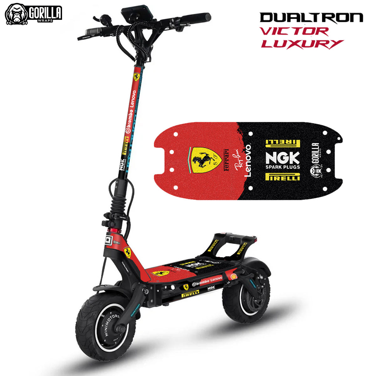 Vinilo con base antideslizante para Dualtron Victor Luxury - Ferrari [Gorilla]