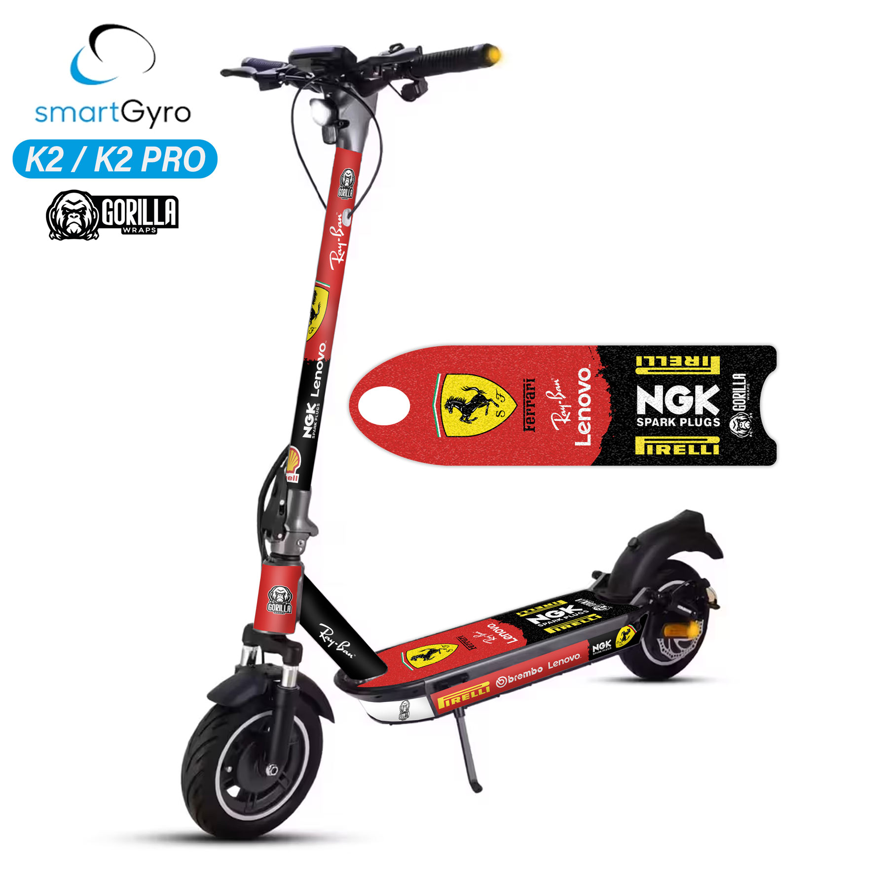 Vinilo con base antideslizante para Smartgyro K2 - Ferrari [Gorilla]