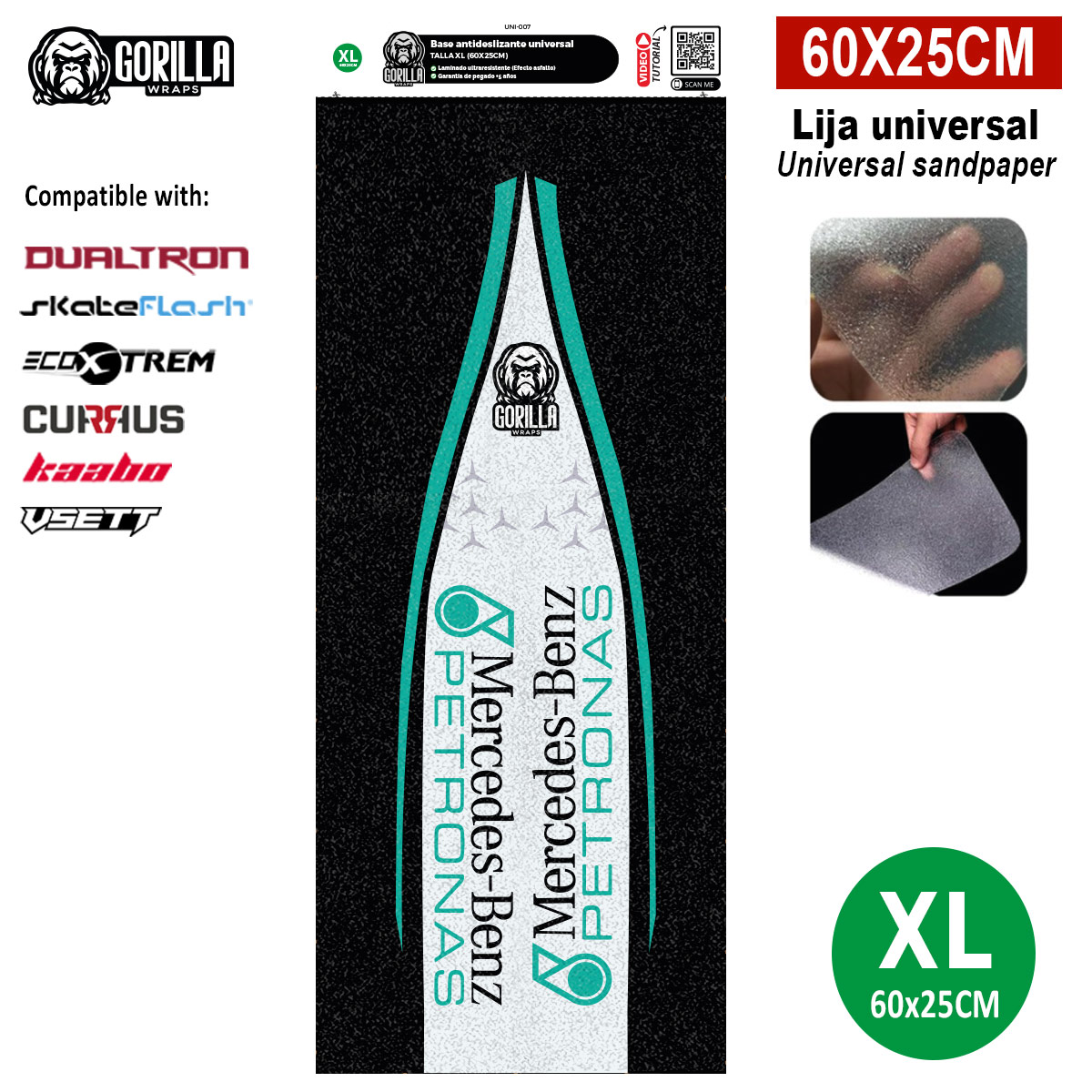 Base antideslizante universal Mercedes Petronas - Talla XL (modelos Dualtron, Skateflask y similares) [Gorilla]