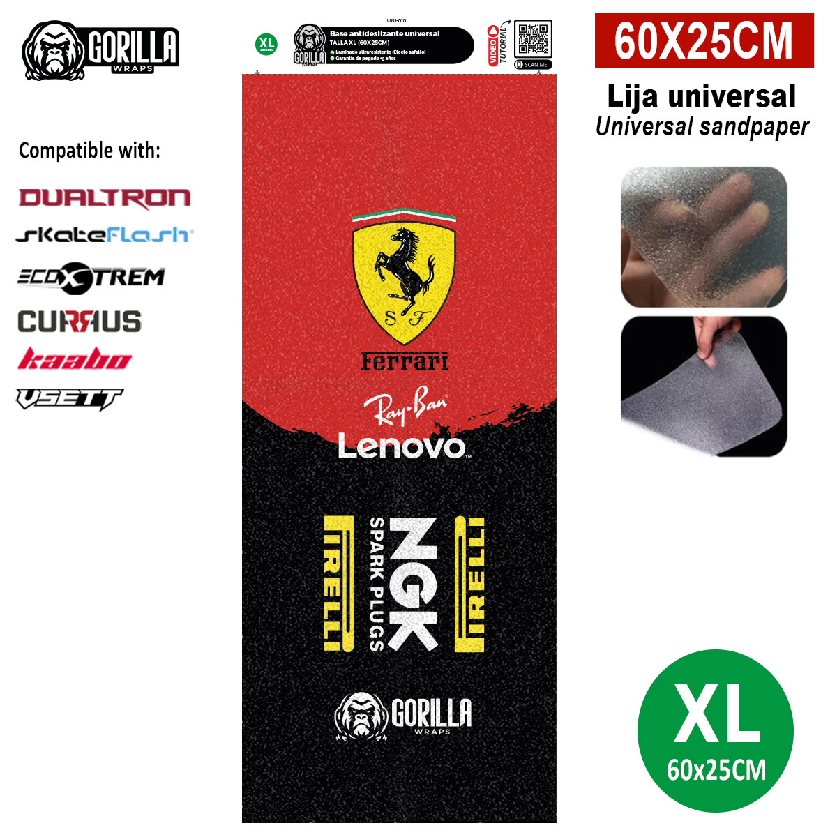 Base antideslizante universal Ferrari - Talla XL (modelos Dualtron, Skateflask y similares) [Gorilla]