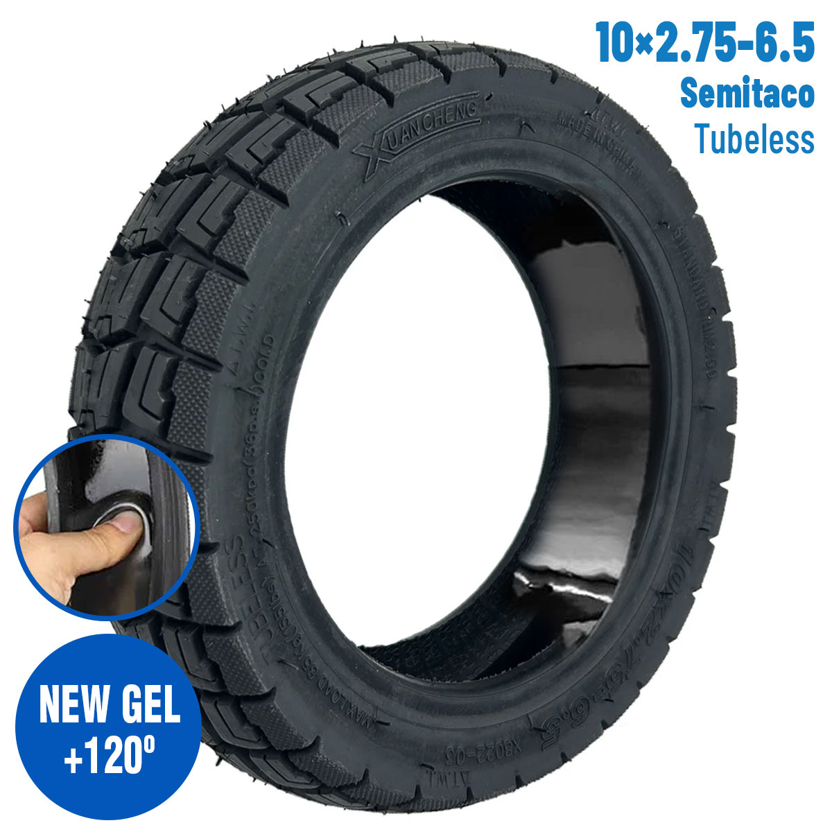Neumático 10x2,75-6,5 Semitaco Tubeless (Con gel antipinchazos) [Xuancheng]