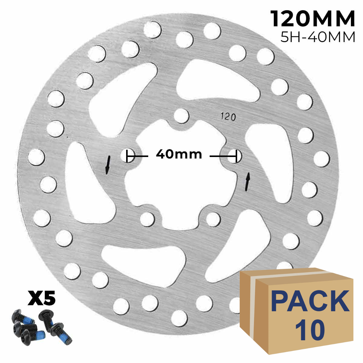 Disco de freno 120mm para Xiaomi M365 / 1S / Lite, MI3  - Dentado (5H -40MM) [Suniik] - 10 unidades