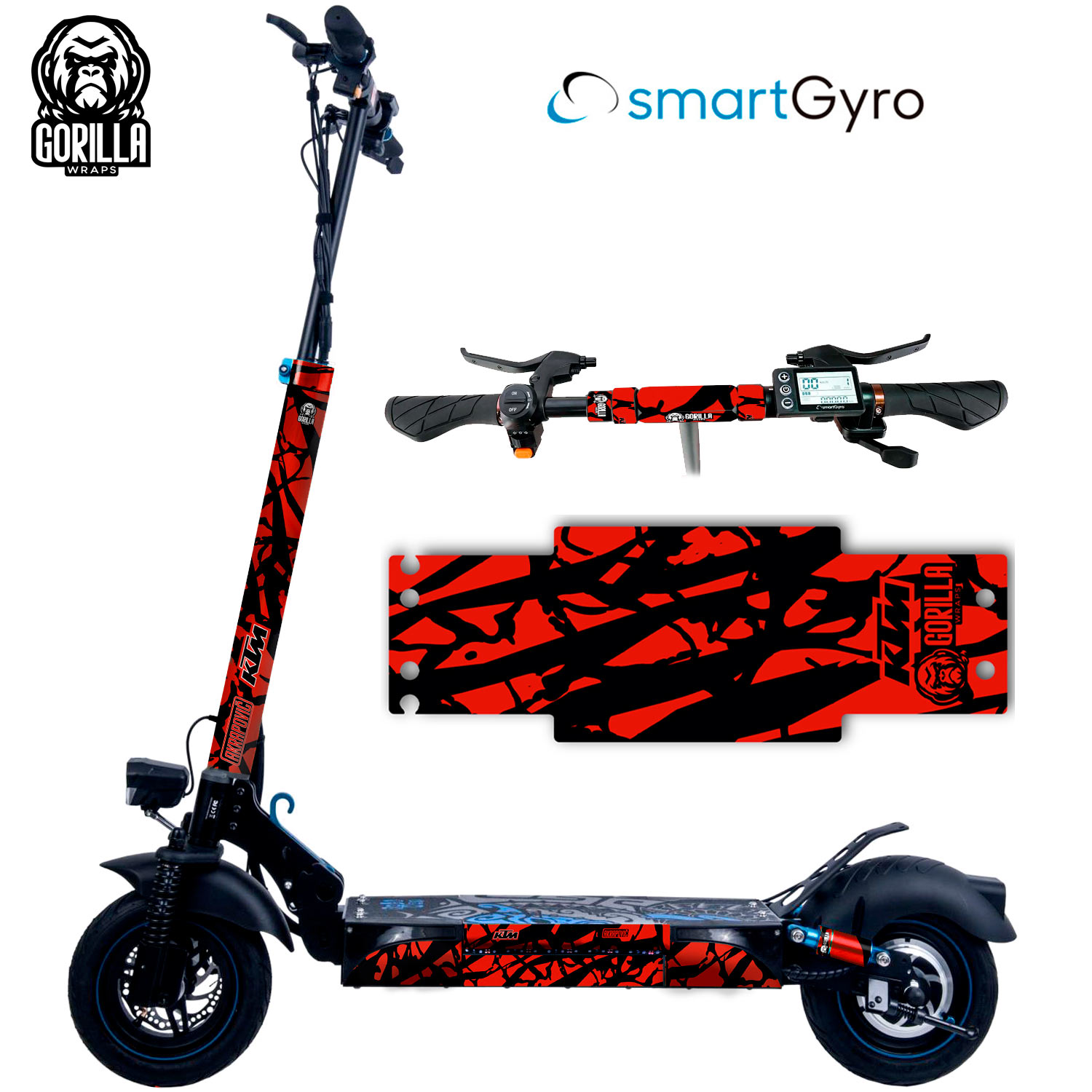Vinilo + base antideslizante para Smartgyro Rockway, Speedway y Crossover - Rojo [Gorilla]
