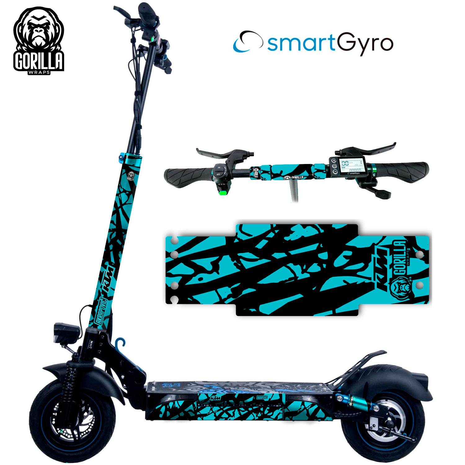 Vinilo + base antideslizante para Smartgyro Rockway, Speedway y Crossover - Azul turquesa [Gorilla]