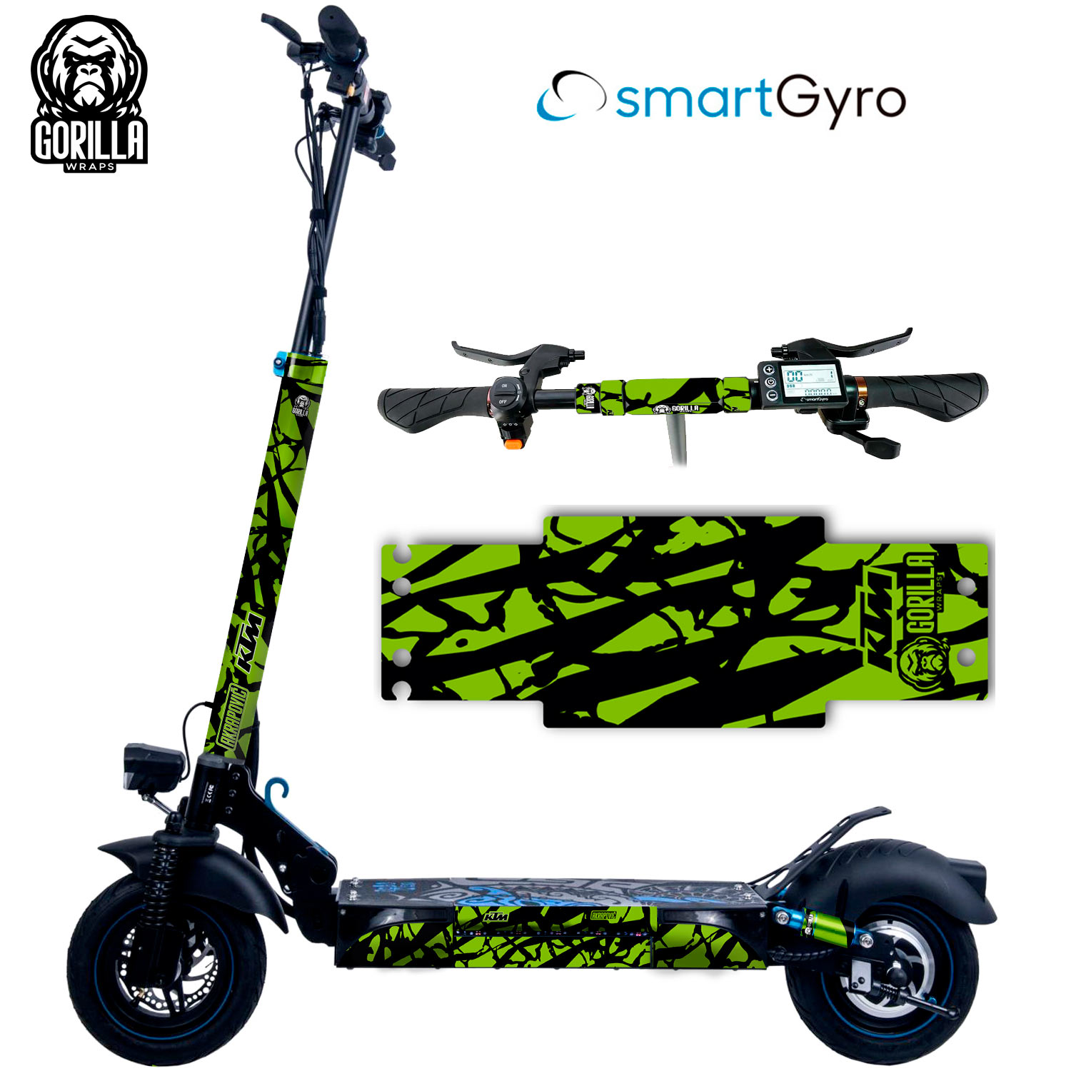Vinilo + base antideslizante para Smartgyro Rockway, Speedway y Crossover - Verde [Gorilla]